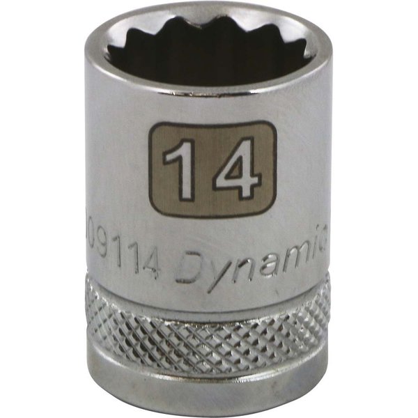 Dynamic Tools 3/8" Drive 12 Point Metric, 14mm Standard Length, Chrome Socket D009114